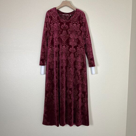 Soft Surroundings Womens Size XS Petite Santiago Embossed Velvet Maxi Dress Boho - Picture 16 of 17